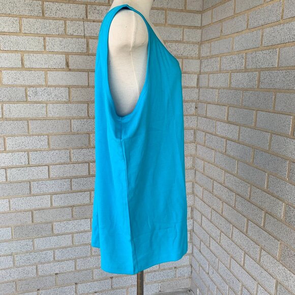 LANDS' END BLUE SLEEVELESS TANK TOP 100% COTTON PLUS SIZE 2X 20W-22W - Picture 2 of 5